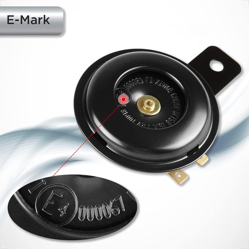 evermotor بوق هواء صغير للدراجات النارية، مكبر صوت عالمي أسود 12 فولت عالي الصوت للسلامة مع شهادة E-MARK يناسب الدراجات، الشاحنات، الدراجات، السكوتر، ATV، الدراجات النارية الكهربائية - Image 4